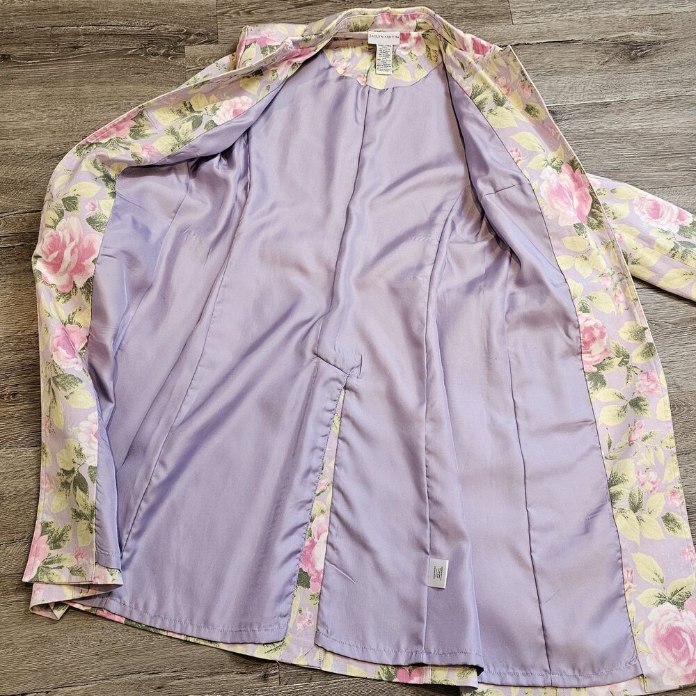 JACLYN SMITH floral spring coat pastel easter blazer jacket pink lilac S - Picture 8 of 12